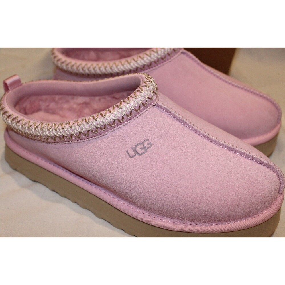 UGG TAZZ PLATFORM SUEDE SHEARLING LINED SLIPPER PYD PINK YOUTH 5 WOMEN 6.5-7 NEW - Picture 4 of 8